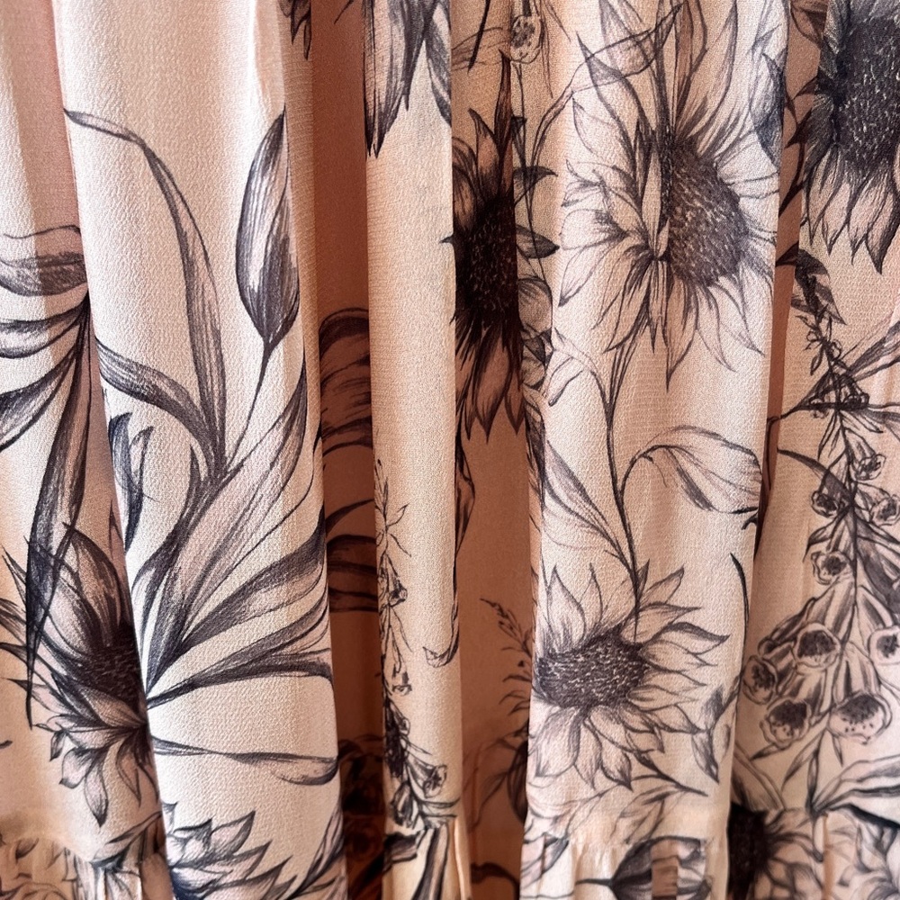 REISS Floral Print Blush Maxi Dress Size 6 - Picture 11 of 15